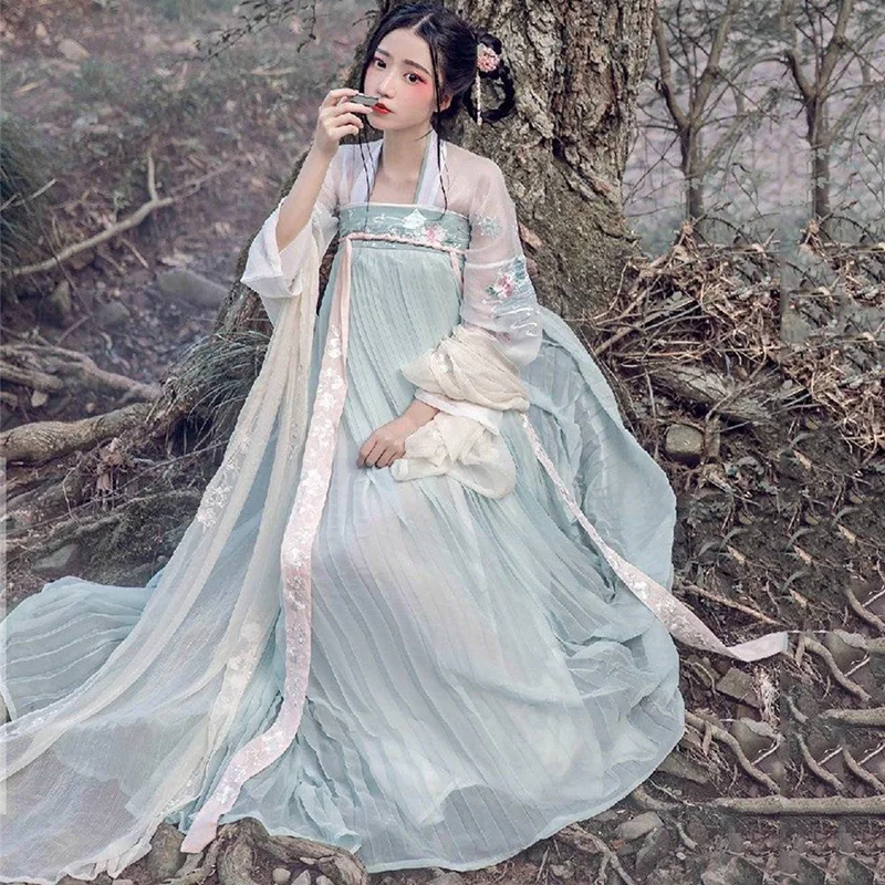 Элегантный Hanfu Китайский традиционный танцевальный костюм для сцены одежда