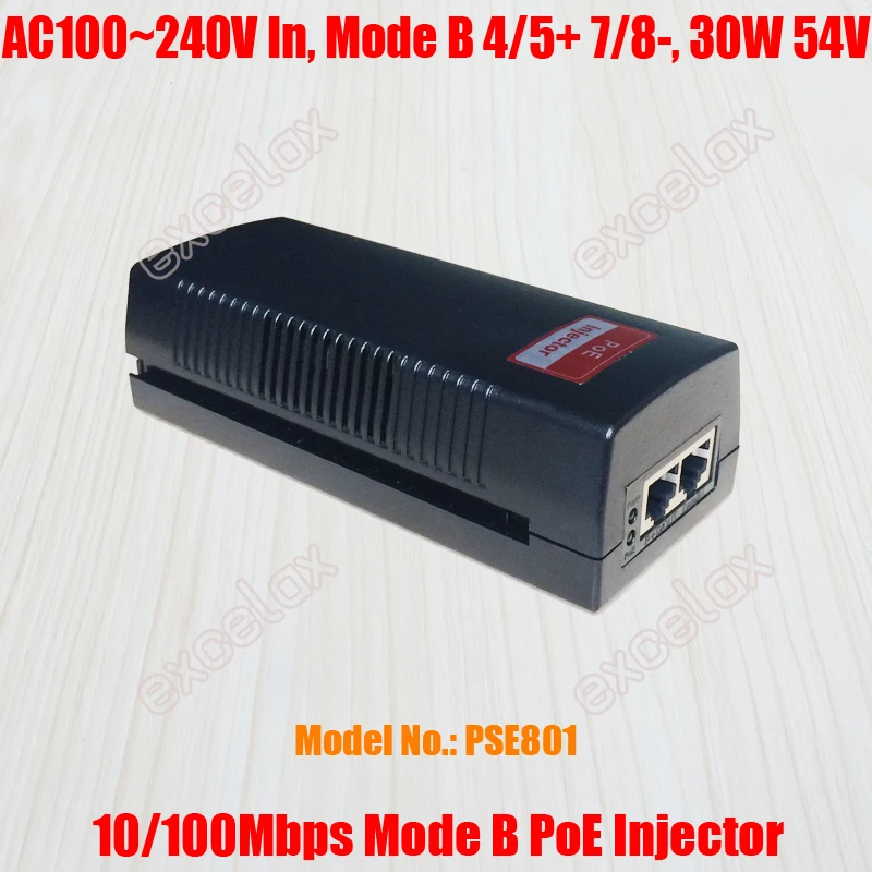 Сетевой Инжектор PoE 100 Мбит/с ~ 240 В переменного тока режим B 4 5 + 7 8 источник питания