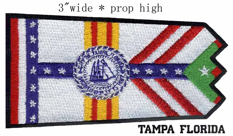 

Tampa, Florida USA Flag 3" wide embroidery patch for bordados para roupa/sewing art/clothes iron