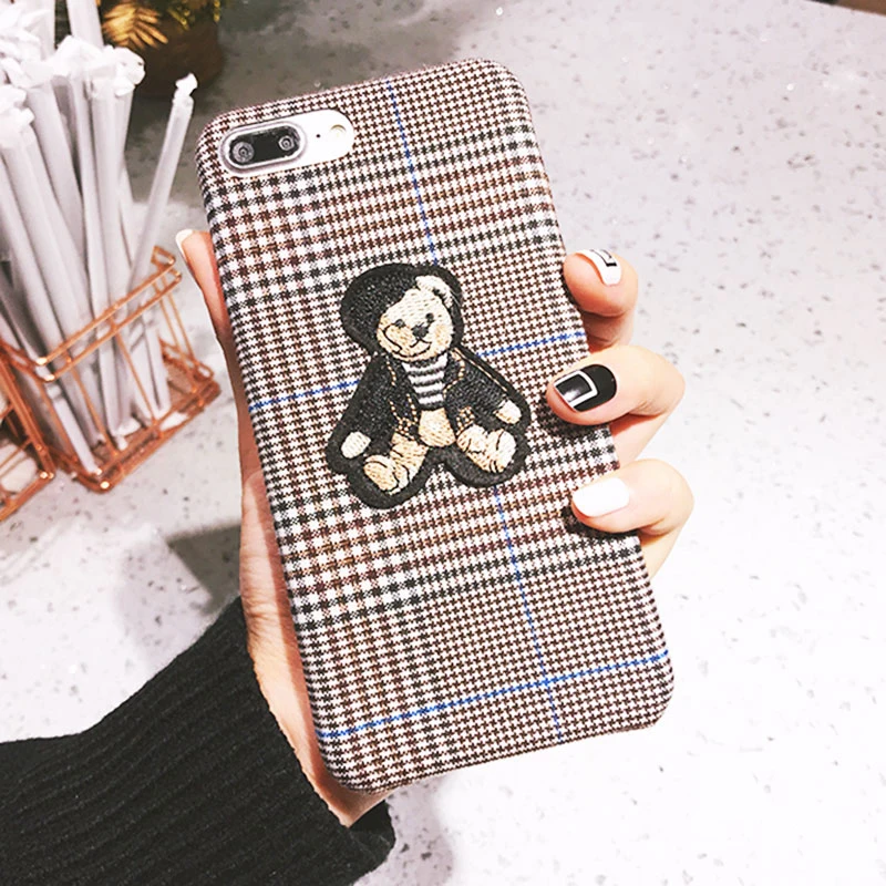 GlamPhoneCase милый мультяшный вышитый медведь чехол для телефона iphone X 8 8plus 7 7plus 6 6plus 6S