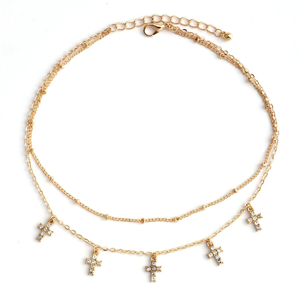 2 шт./компл. богемное модное ожерелье с перекрестными ремешками золотого цвета