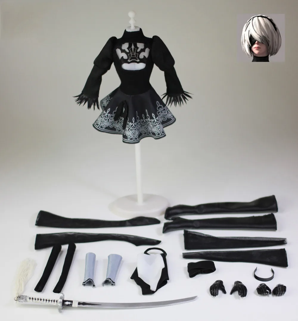 TF01 PS4 игра 1/6 НИР: автоматы 2B YoRHa № 2 Тип B Девушка глава лепить с проушиной одежда с рисунком маски постельного белья без фигуры - Цвет: TF01