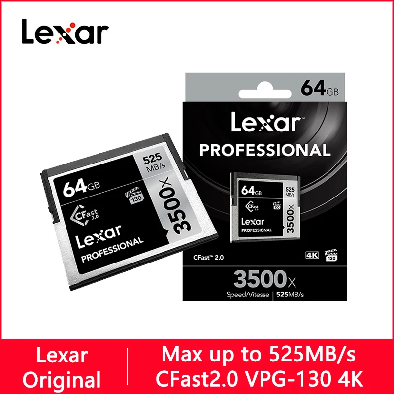 

Lexar Professional 3500X CFast2.0 CF карта 128 Гб 64 Гб 525MBS карта памяти 64 128 Гб флэш-карты памяти Carte Memoire для камеры