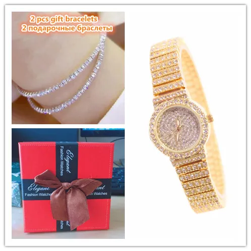 Yellow Gold Роскошные женские часы со стразами, известный бренд, элегантное платье, кварцевые часы, модные женские наручные часы со стразами, Relogios Femininos - Цвет: Yellow Gold