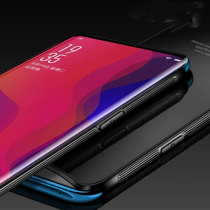 Чехол vopton для OPPO Find X роскошный чехол из закаленного стекла с силиконовой рамкой