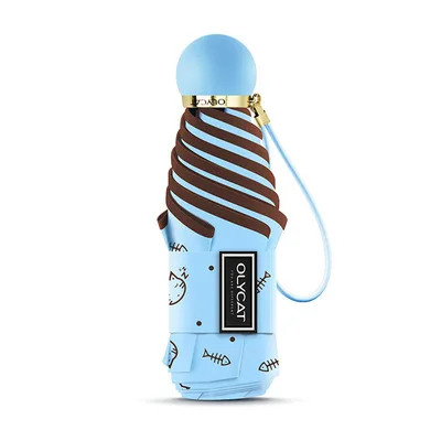 sky blue OLYCAT мини-зонт в 5 раз, Солнцезащитный зонт, Карманный Зонт для женщин, Зонт от дождя, ультра-светильник, Прекрасный Кошачий зонтик, защита от ультрафиолета, Paraguas - Цвет: sky blue