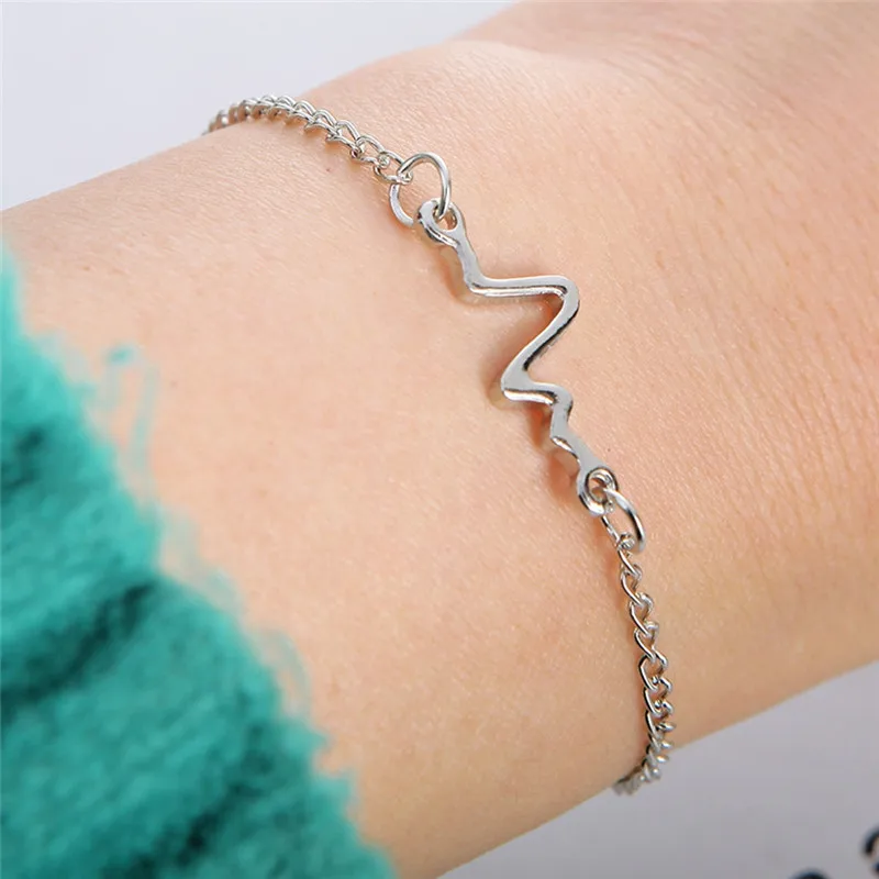 PINKSEE простой индивидуальный дизайн подвеска ЭКГ браслет цепочка для пар