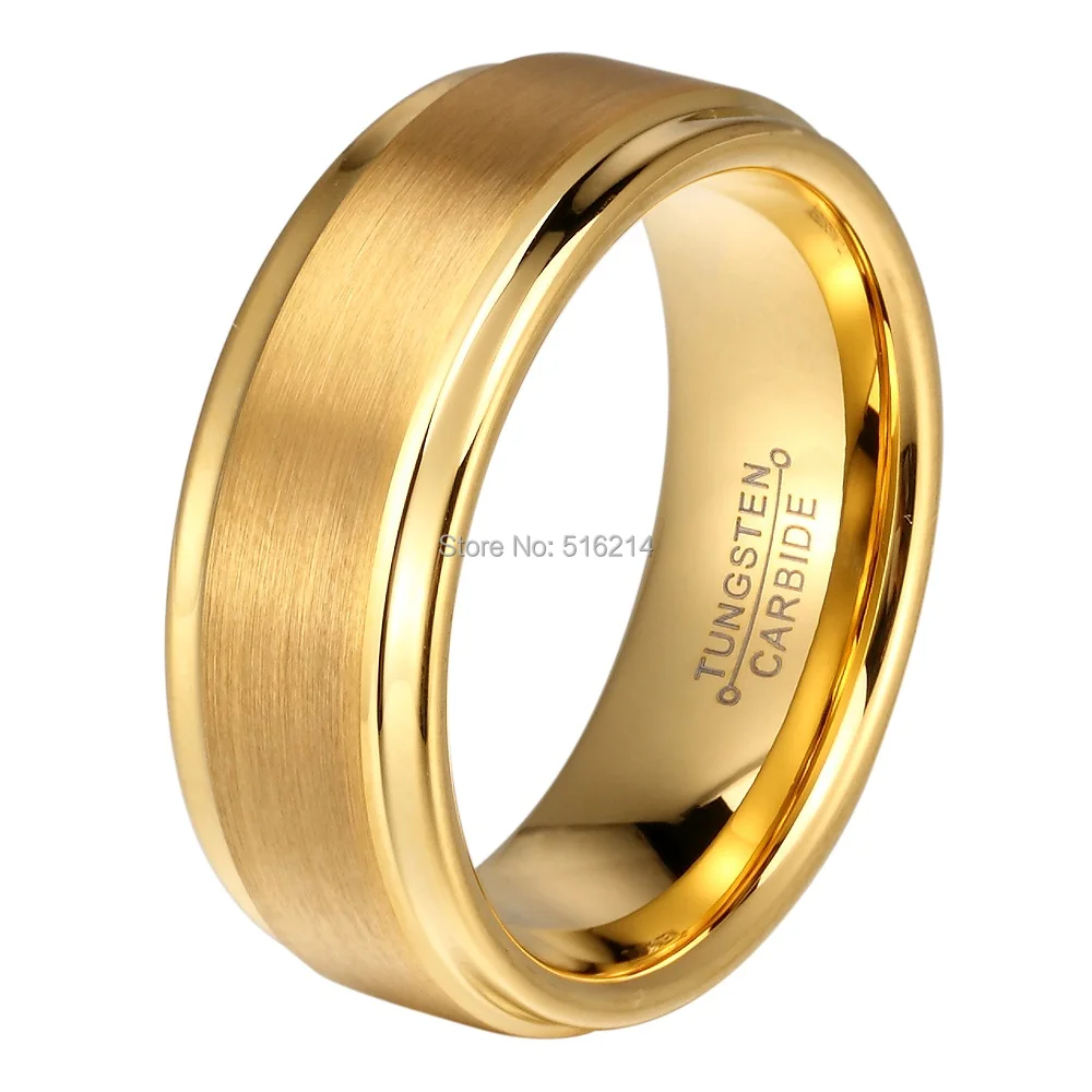 Мужское кольцо из карбида вольфрама золотого цвета для свадьбы ювелирное