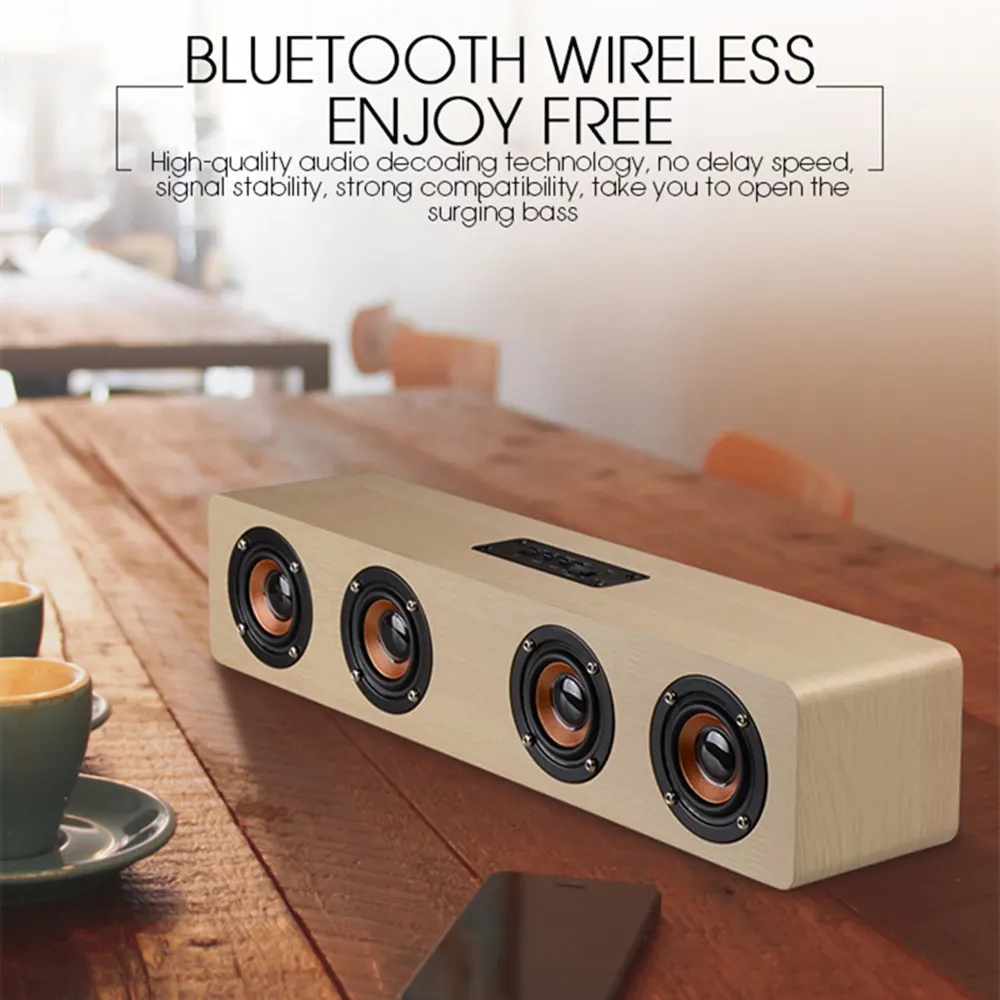 20 Вт деревянный Bluetooth динамик бас стерео Hifi Колонка беспроводной объемный ТВ Саундбар домашний кинотеатр