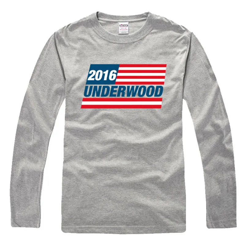 Новинка 2017 Футболки для женщин нам футболка карточный домик Underwood andwood с длинным