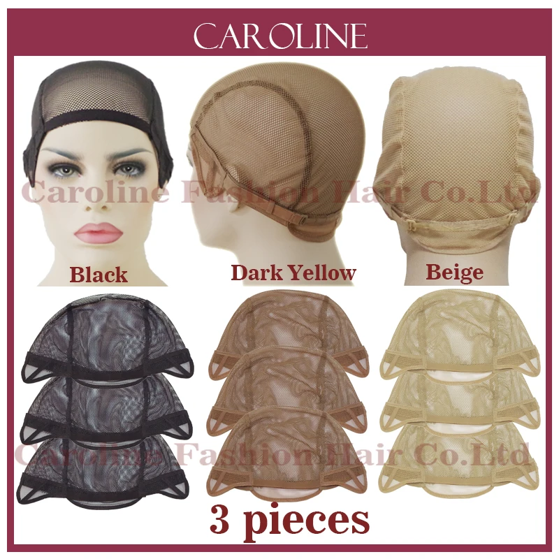 

3pcs Cheap Wig Cap For Making Wigs With Adjustable Straps Weaving Caps For Women Hair Net & Hairnets Easycap Wholesale 6032S