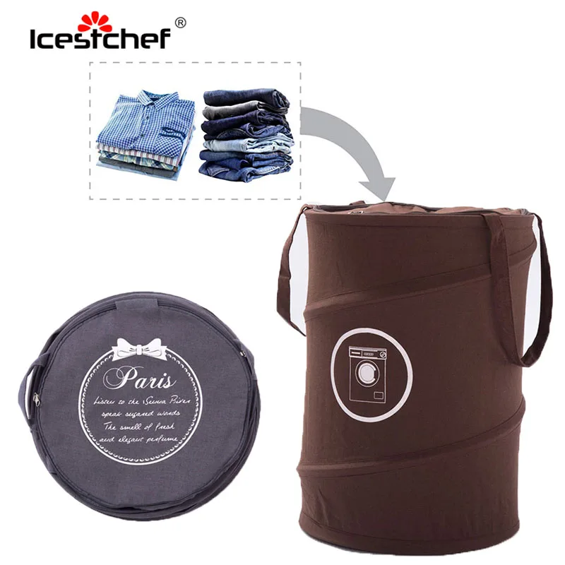 ICESTCHEF корзина для белья с крышкой хлопковая грязной одежды круглая хранения