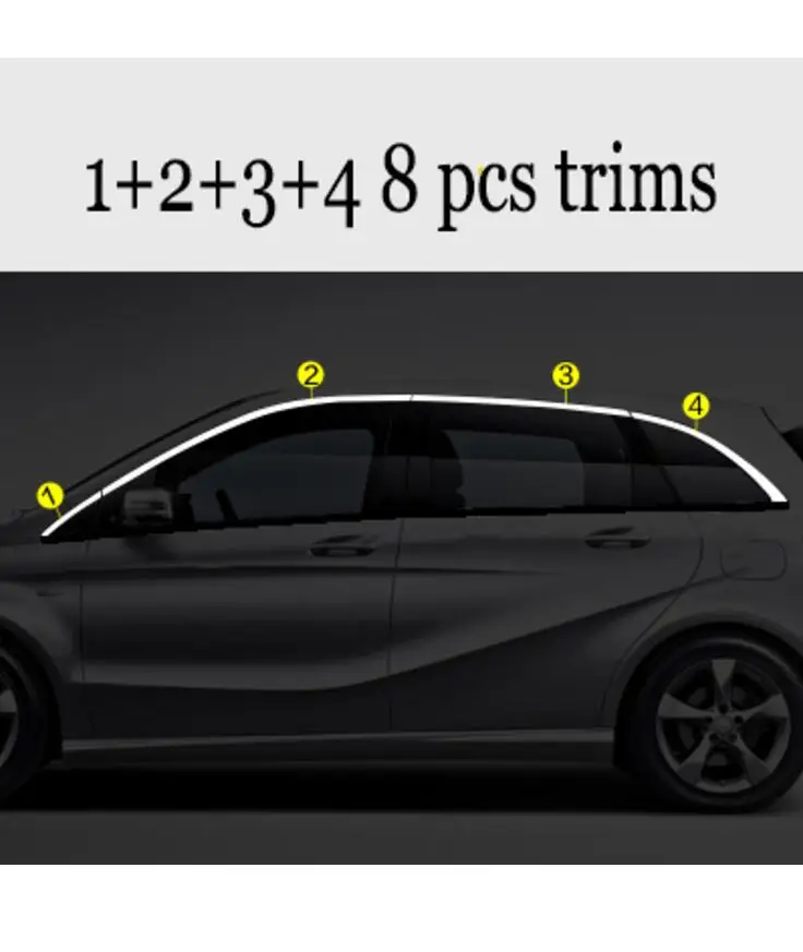 Внешняя крышка подоконника из нержавеющей стали для mercedes benz B180 B200 B220 B250 W246 2012 2013- стайлинга автомобилей - Цвет: 8 pcs trims