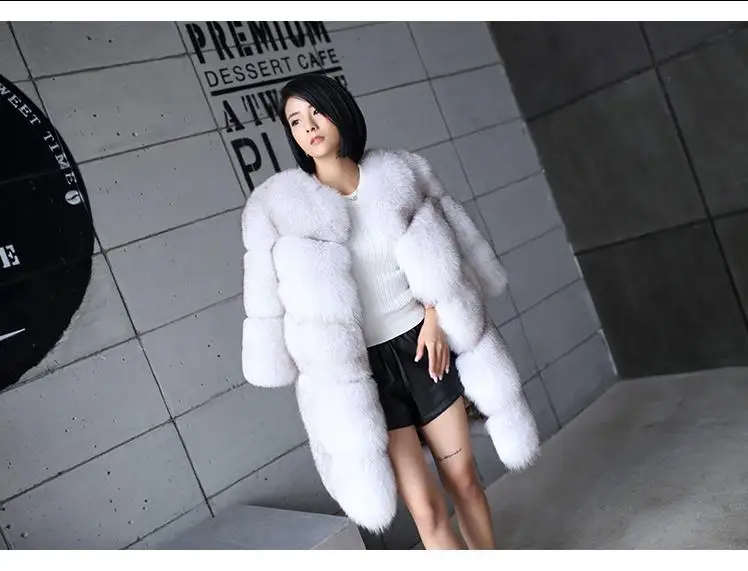 Осенне-зимняя обувь новый искусственный Лисий пальто с мехом длинная куртка