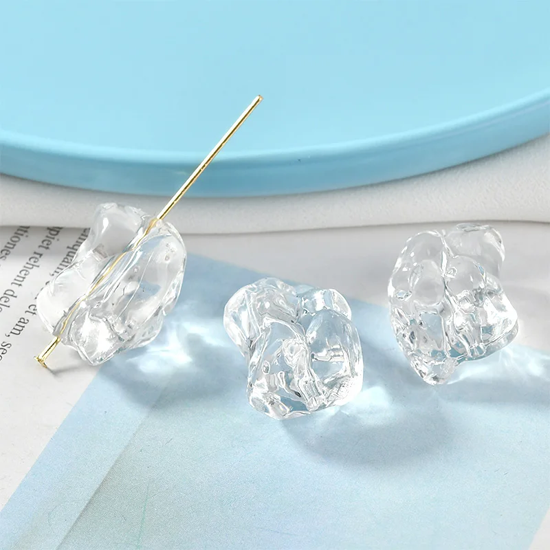 Прозрачные бусины из смолы в форме кубика льда с перфорацией 50 шт./лот аксессуары