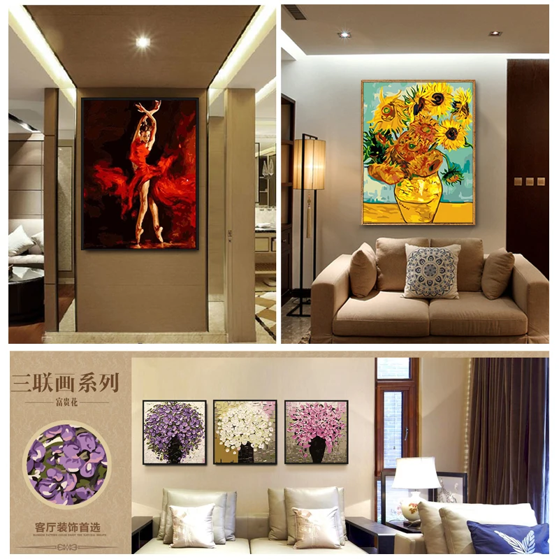 Безрамное Фотографии Живопись по номерам DIY Цифровая живопись маслом на холсте