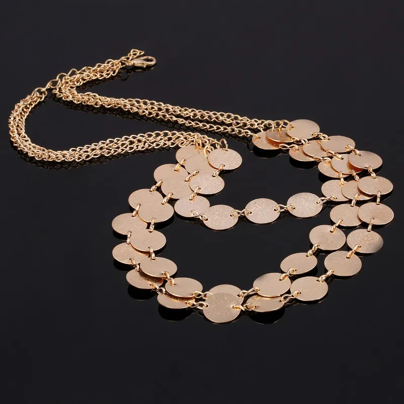 Bijoux Femme колье золотистого цвета цветной многослойный Блестящий нагрудник чокер