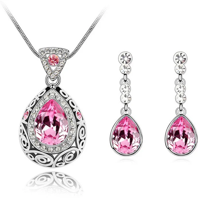 Комплект из колье и серёг с кристаллами|new jewelry sets|set necklaceset necklace earring |