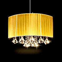 simple fashion living room study room led lustre light oval chandelier brushed fabric lampshade k9 crystal luminaria