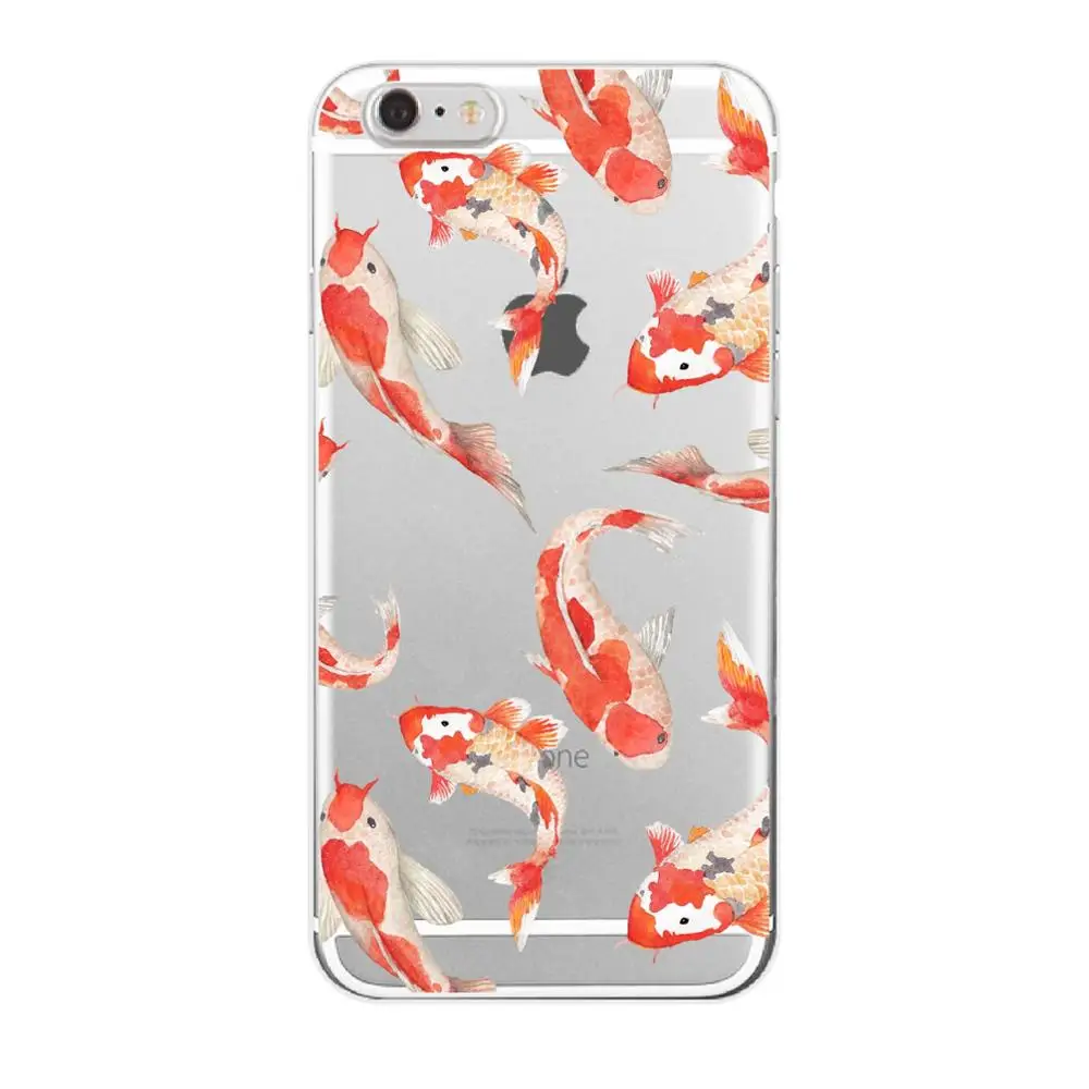 Мягкий прозрачный чехол для телефона iPhone 11 12Pro 5S 6S 7Plus 7 8Plus X XS Max Koi Fish Cherry Blossom Lucky Cat