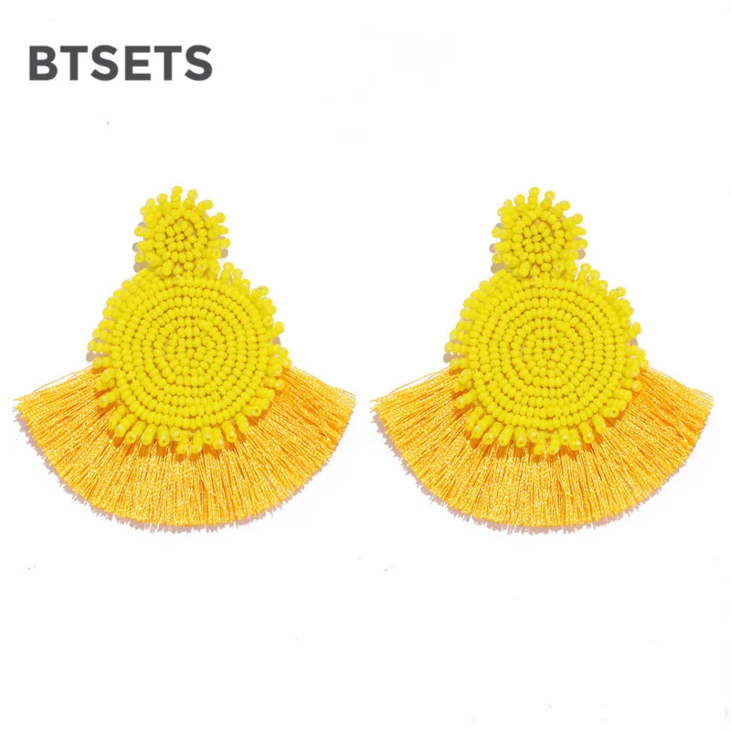 Красные серьги с кисточками для женщин богемные модные ювелирные изделия