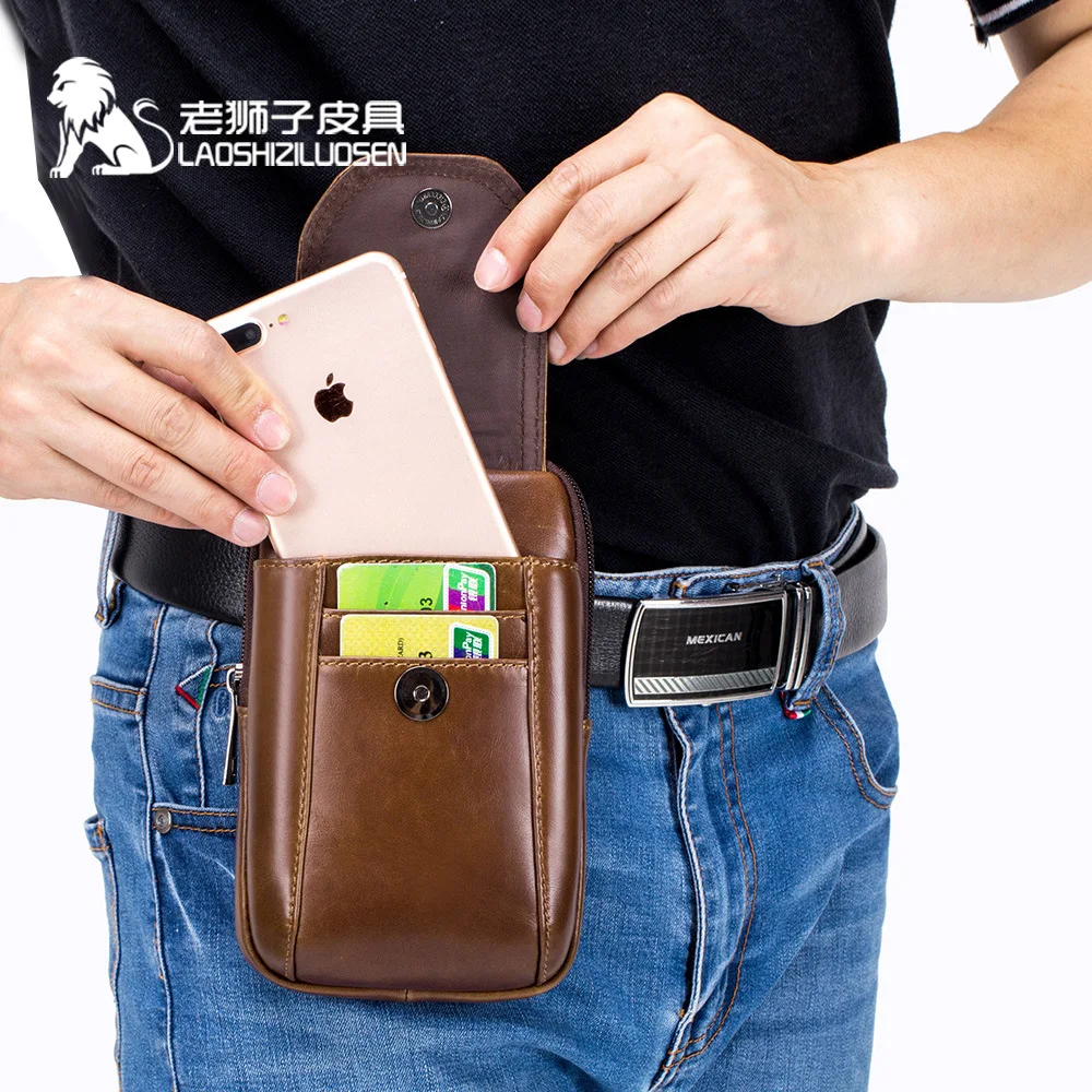 Для мужчин талии кошелек сумка масло воск натуральная кожа мужской поясная из