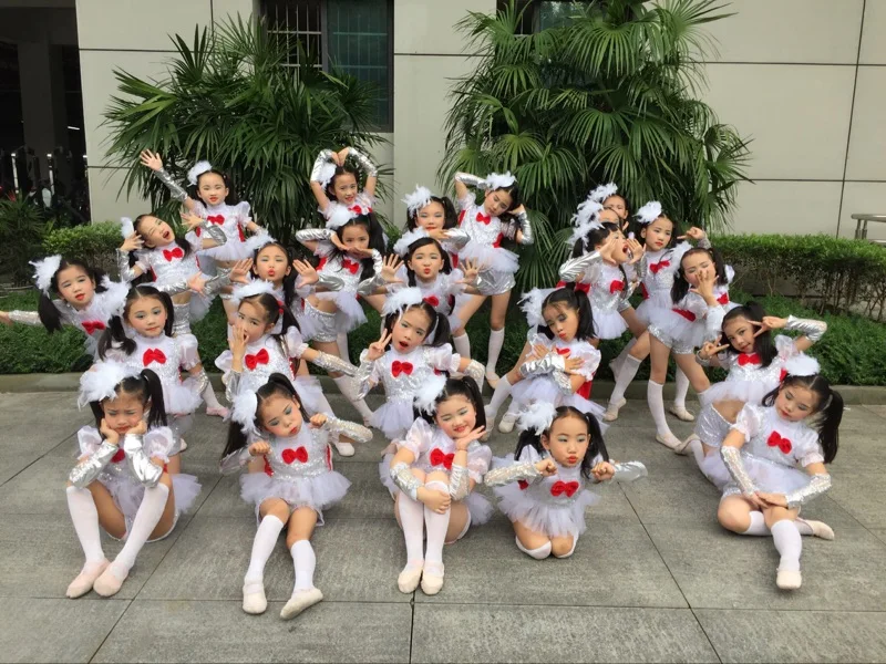 Children's jazz dance costumes girls modern performance costume sequin feathers tuxedo skirt children's catwalk | Тематическая