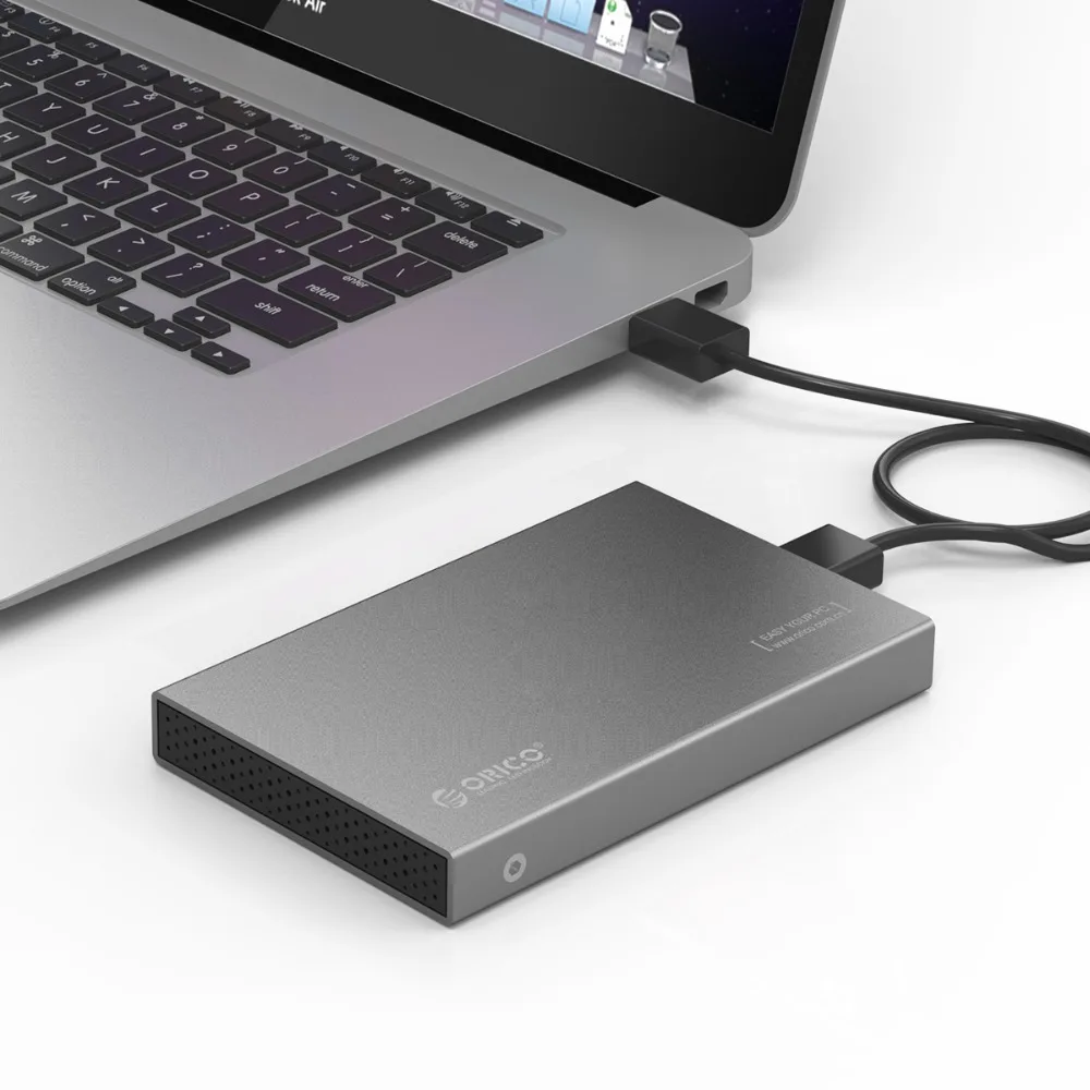 Чехол для жесткого диска ORICO 2,5 ''type-C из алюминиевого сплава USB3.1 Gen2 с поддержкой жесткого диска 7 мм и 9,5 мм с кабелем 50 см C-C