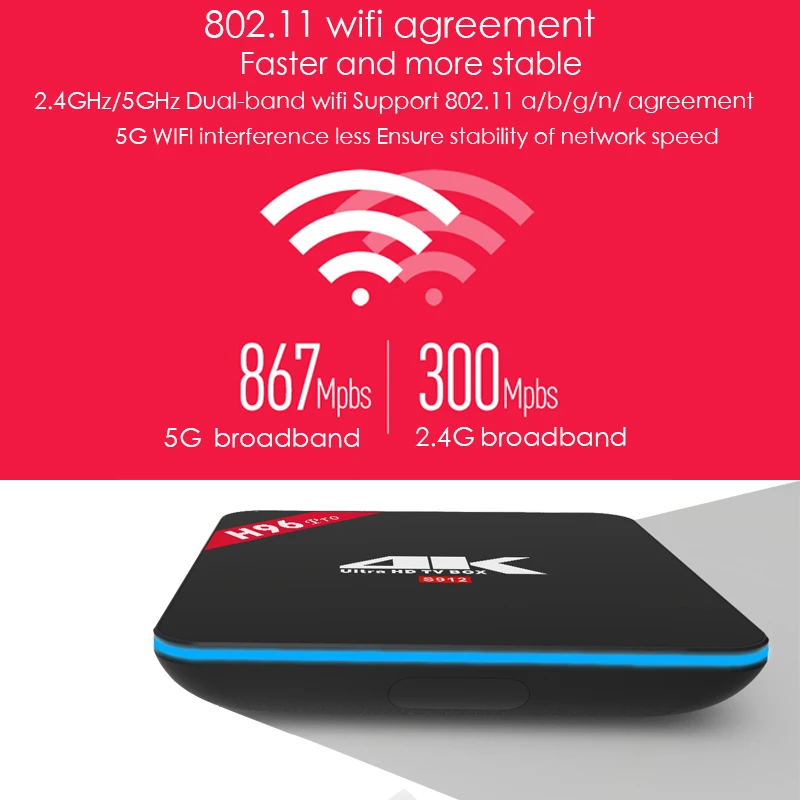 h96 Android 7.1 Smart TV Box S912 Octa core 3 gb DDR4 di Ram 64 Rom BT 4.1 5g Dual WIFI 1000 m Lan 3D 4 k IPTV set top | Электроника