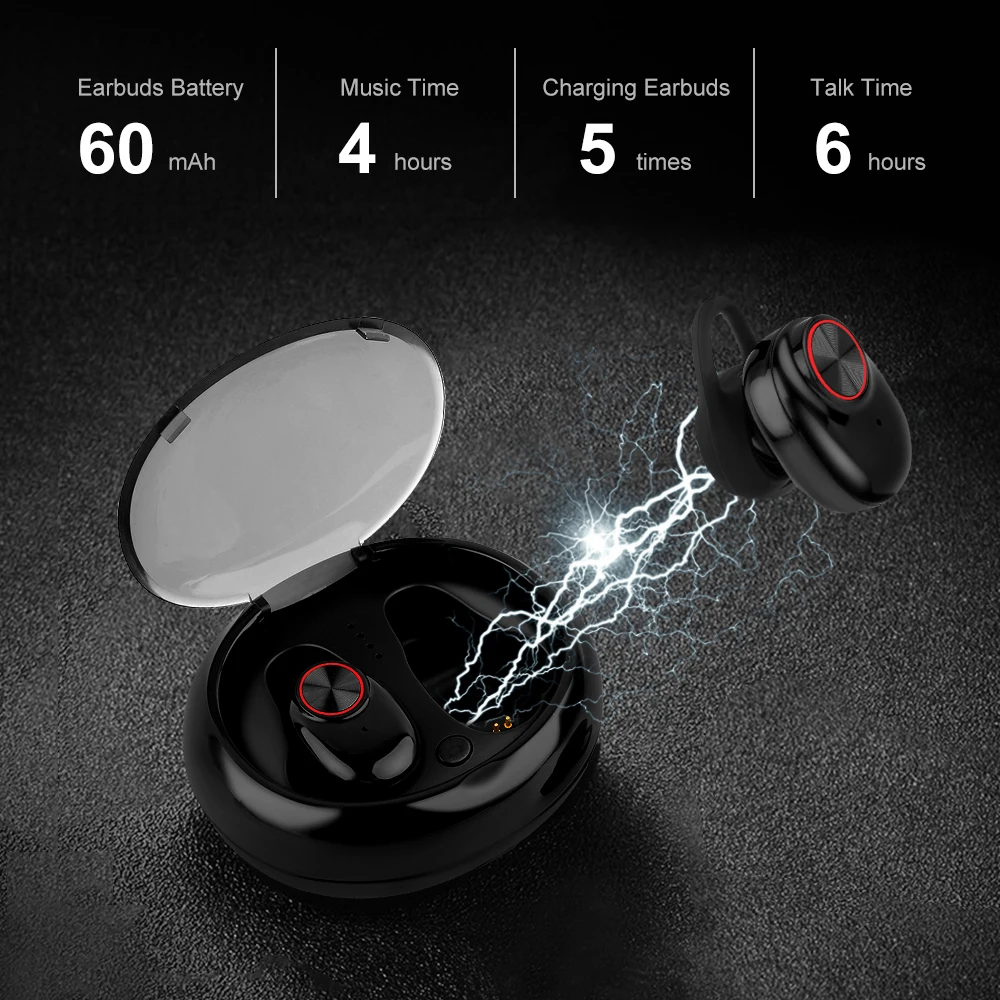 V5 Bluetooth наушники TWS беспроводные с V5.0 + DER HiFi стерео звук гарнитура встроенный