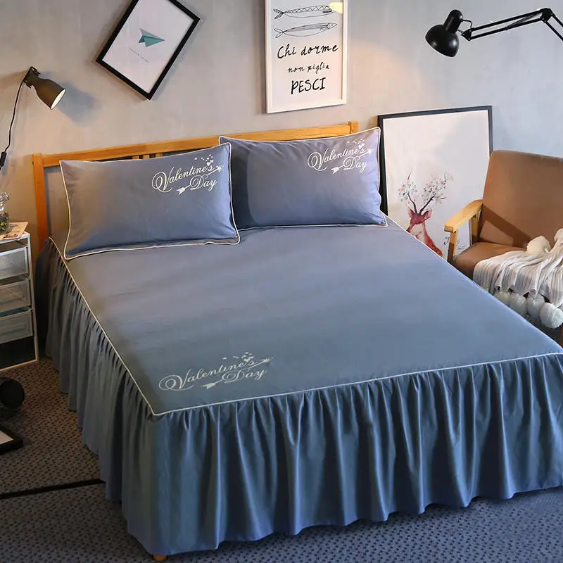 040D Polyester/cotton Bed Skirts Mattress Protector Solid Bed Sheets Bedspread Bedding Set Covers Fitted Sheet Bedsheet Wedding Gift - Цвет: 040D