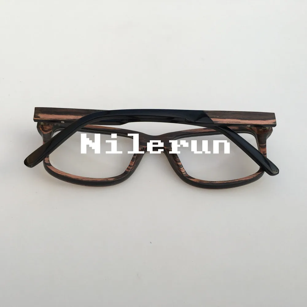 Tiger pattern thin strong durable layered wood optical glasses with acetate temple tips