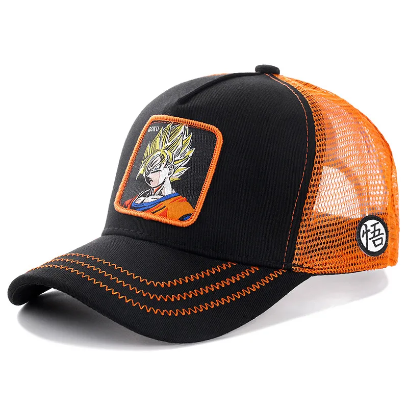 Orange Goku Новинка, летняя сетчатая Кепка, аниме, мультяшная бейсболка с вышитым рисунком животных TAZ, бейсбольная кепка для женщин и мужчин, шляпа водителя грузовика - Цвет: Orange Goku