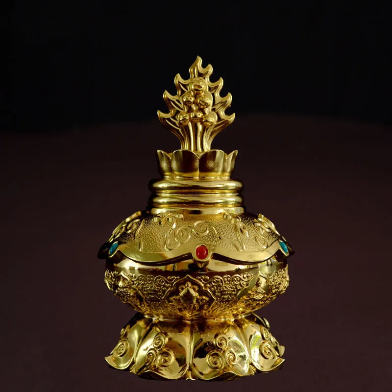 Luxus Vergoldung Perle Acht Günstigen Symbole Wertvollen Vase Buddhistischen Zeremonie Heiligen Wasser Flasche Auspicious Ritual Artikel