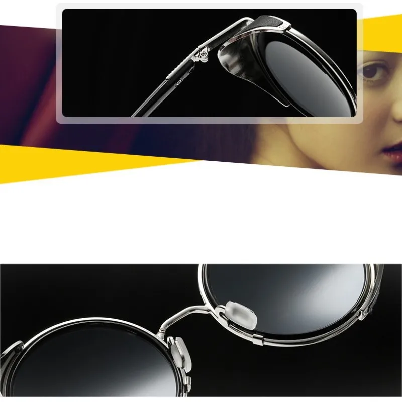 

Retro Steampunk Sunglasses Women Brand Design Personality Windproof Frame Color Film Reflective Men Round Sunglasses UV400