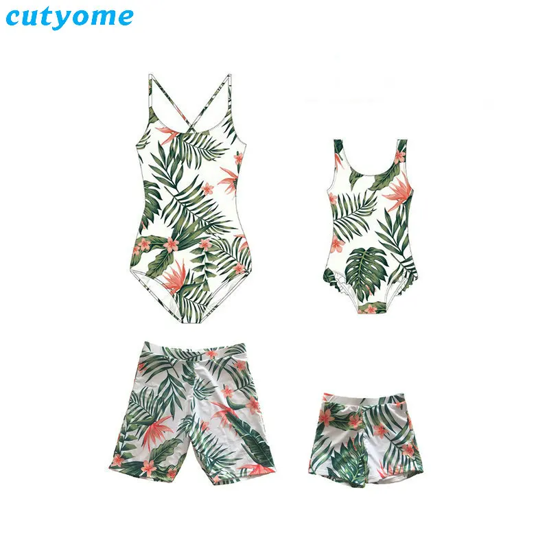 

Купальник для мамы и дочки, семейный вид, мамы, дочери, отца, сына, купальник с цветочным принтом, бикини для мамы и ребенка, семейная Одинаков...