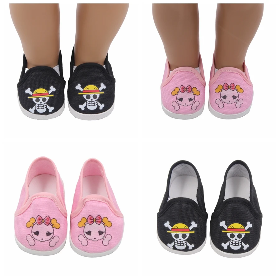 

Dolls shoes American Sport Cloth Shoe Pink Pirate Pattern Baby Toys Fit 18 inch Girl and 43 cm Baby Doll Accessories