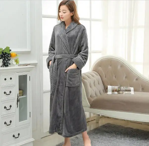 Длинный халат женский фланелевая ночная рубашка теплый E1026|bath robe|women bathrobelong bathrobe |
