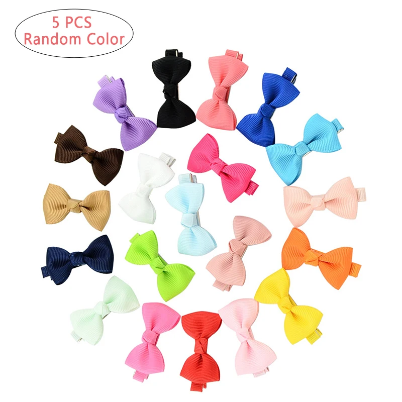 5 шт./лот мини заколки ярких цветов с бантиком для девочек детские волос бантом