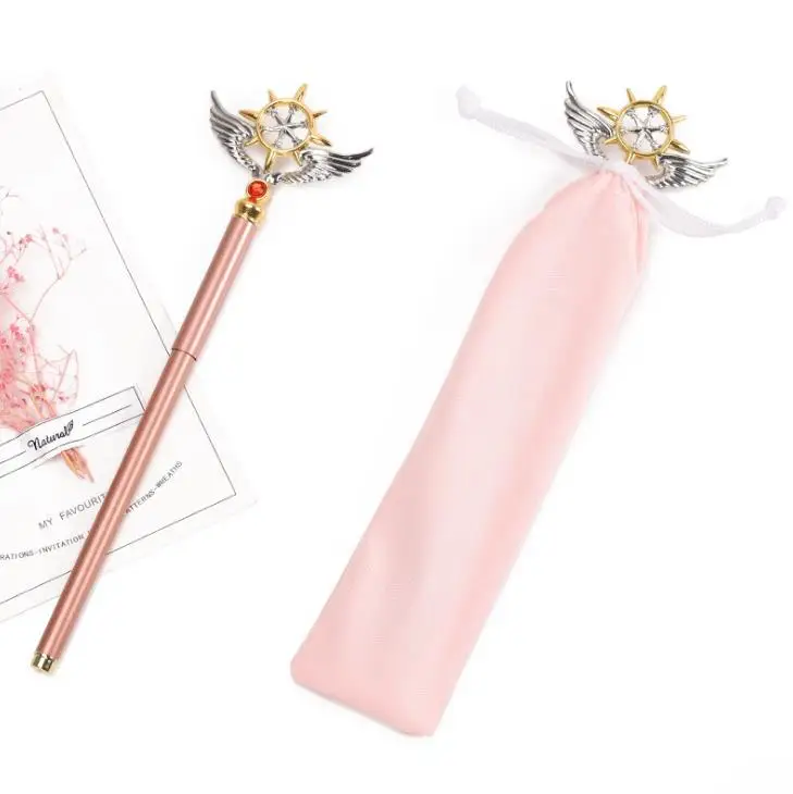 1 шт. Kawaii аниме Cardcaptor Card Captor Magic Sakura Wand Star Металлические гелевые ручки канцелярские 0,5 мм черные чернила ручки для письма подарки