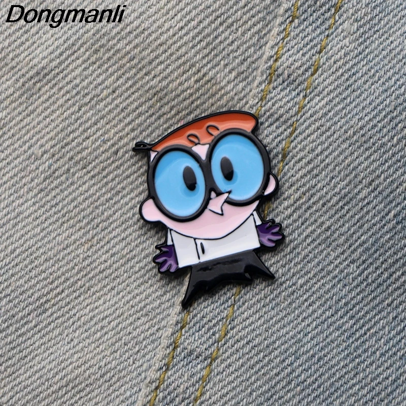 DMLSKY Dexter's Lab брошь мультфильм милый DEXTER эмалированные булавки для детей девушка значок для рюкзака Сумка воротник булавка аксессуары M2780
