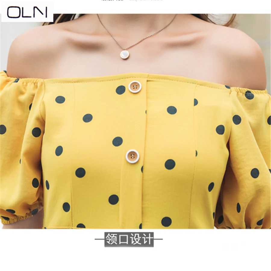 OLN/весенне летнее платье во французском стиле в ретро с надписью tea break Hepburn wind для