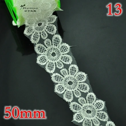 13 White 50mm 3 м/лот тесемка шнурка полиэфира вышитые Чистая кружевная отделка для шитья одежды/скрапбукинга/Свадебные вечерние украшения - Цвет: 13 White 50mm