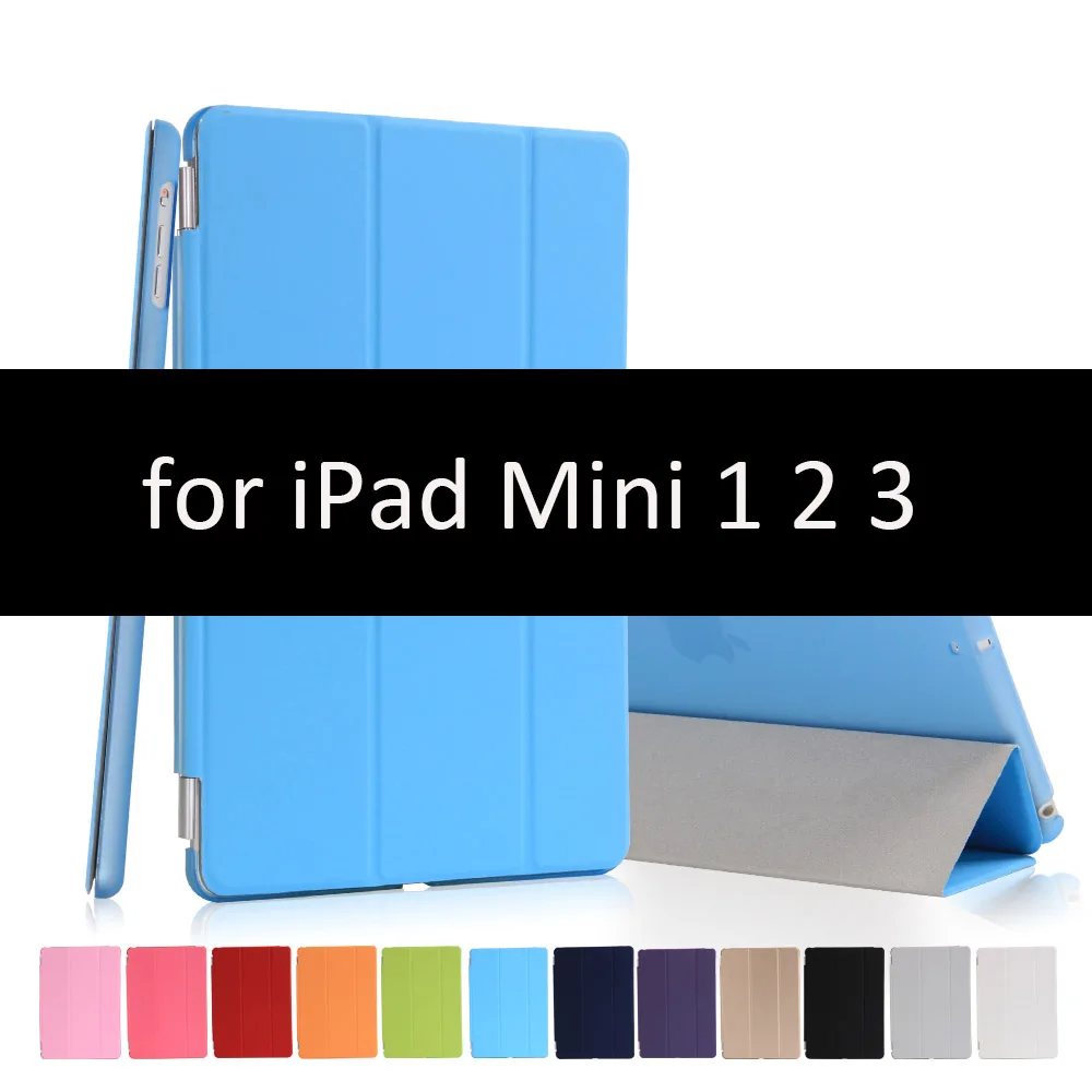 Чехол для for IPad Mini 1/2/3, golp 2 в 1 идеально подходит Магнитный искусственная кожа Smart Cover ПК прозрачный чехол для for IPad Mini 1/ 2/3 - Цвет: Blue-123