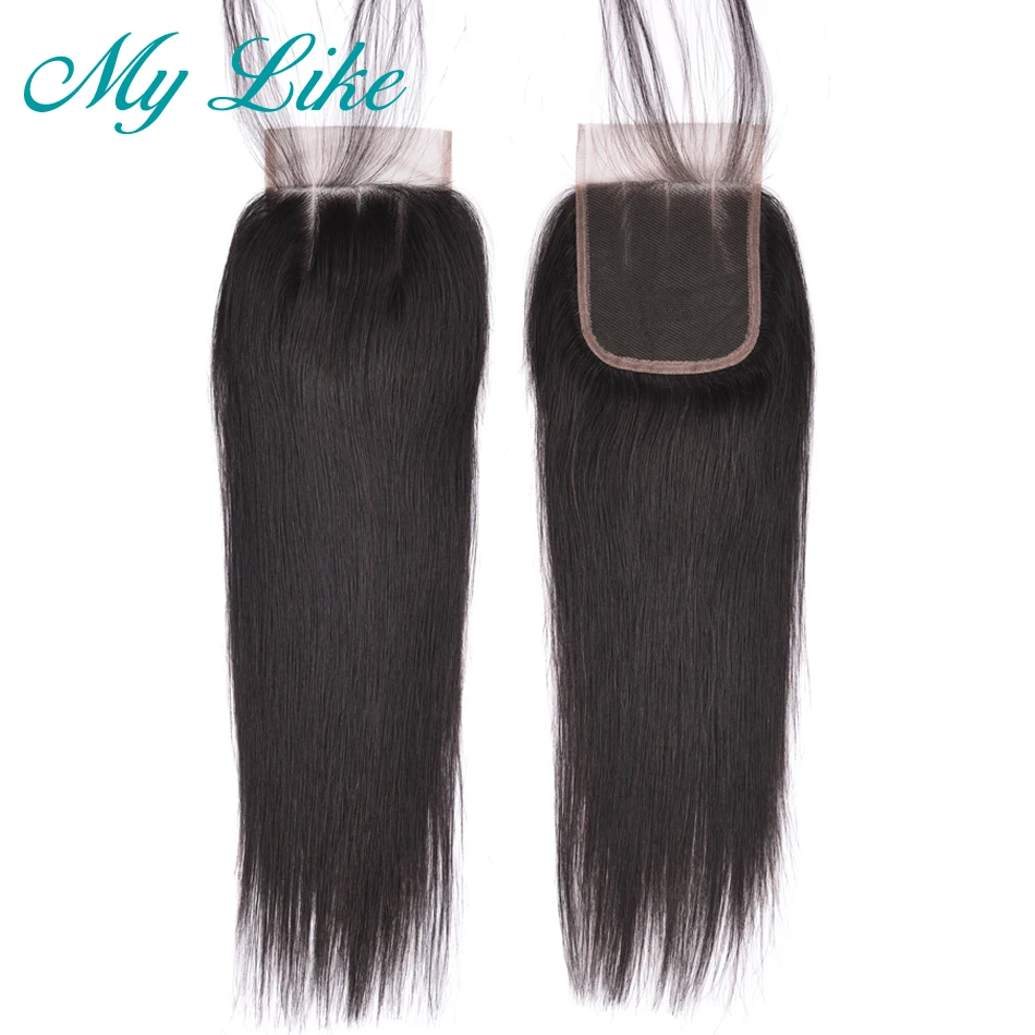 My Like бразильские прямые пучки волос с закрытием не-Реми наращивание 3 пучка