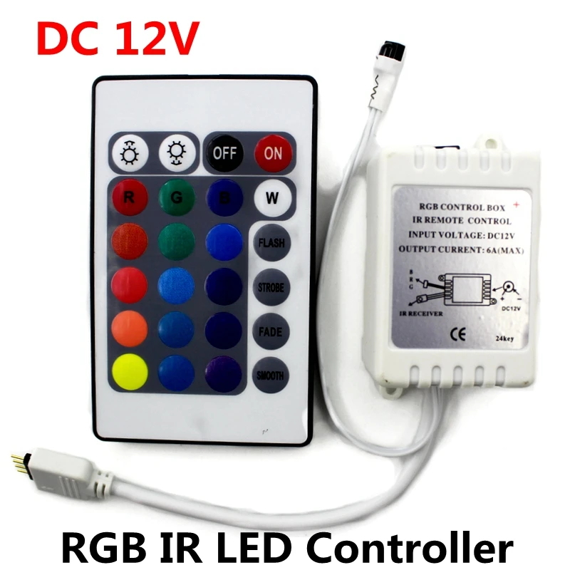 

DC12V RGB IR Remote Controller 24 Keys LED Driver Dimmer For LED Strip light SMD 2835/3528/5050/5730/5630/3014