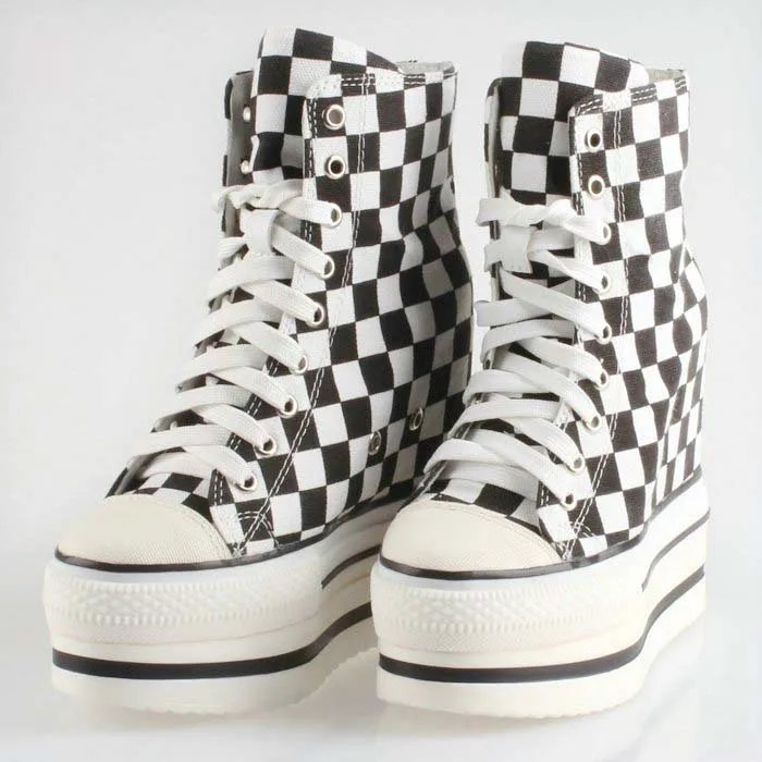 Парусиновые ботинки на платформе со скрытой танкеткой повседневные