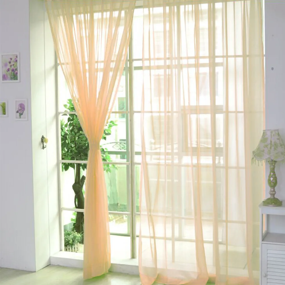 1 шт. чистый цвет тюль двери окна занавес балкон в деревенском стиле драпировка
