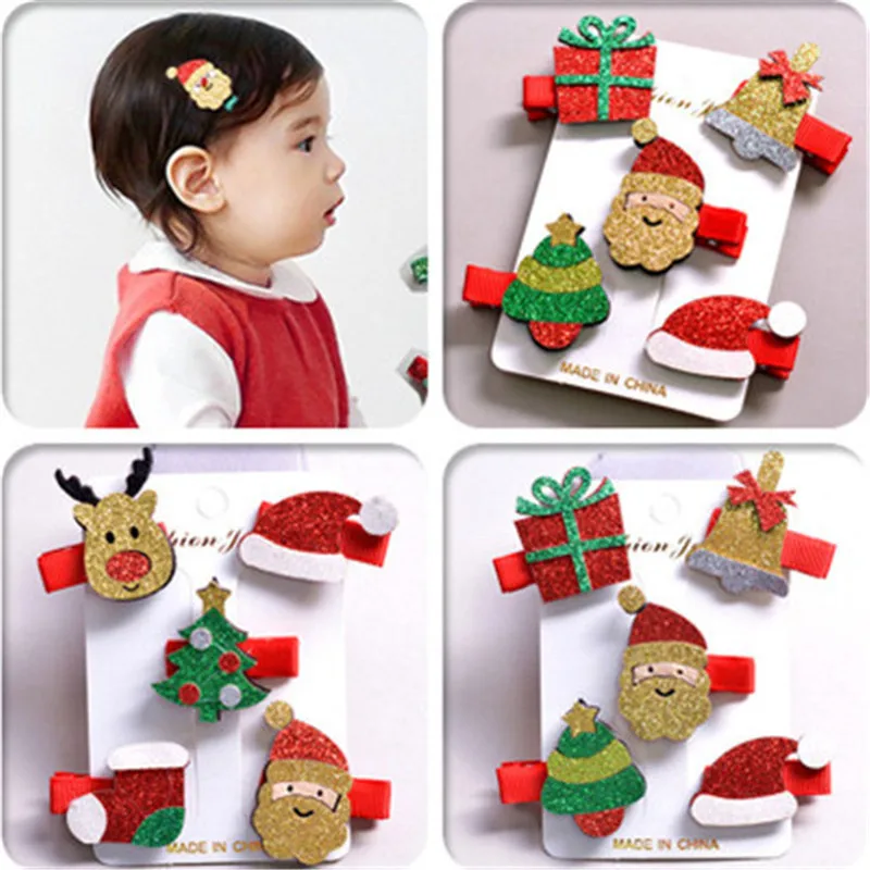 

Christmas tree gloves hair clip wool felt snowman hairpin duckbill BB clips rim sweet hair accessories for girls headdress