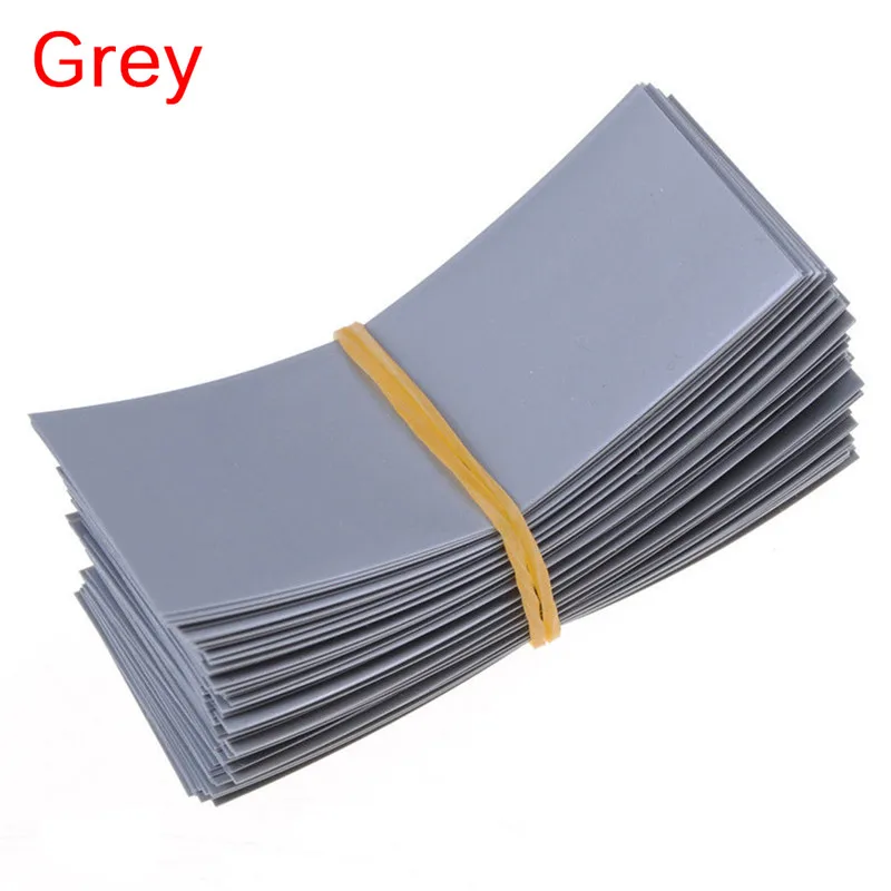 grey 100 шт. 72*18,5 мм пленка для аккумулятора чехол для батареи li-ion 18650 упаковка для аккумулятора ПВХ термоусадочные трубки предварительно отрезаны 8 цветов выбор Размера - Цвет: grey